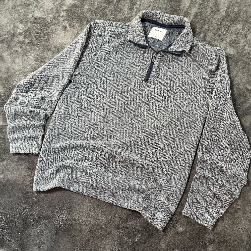 Old Navy Men's Quarter Zip Collared Sweater, Size M, Grey
